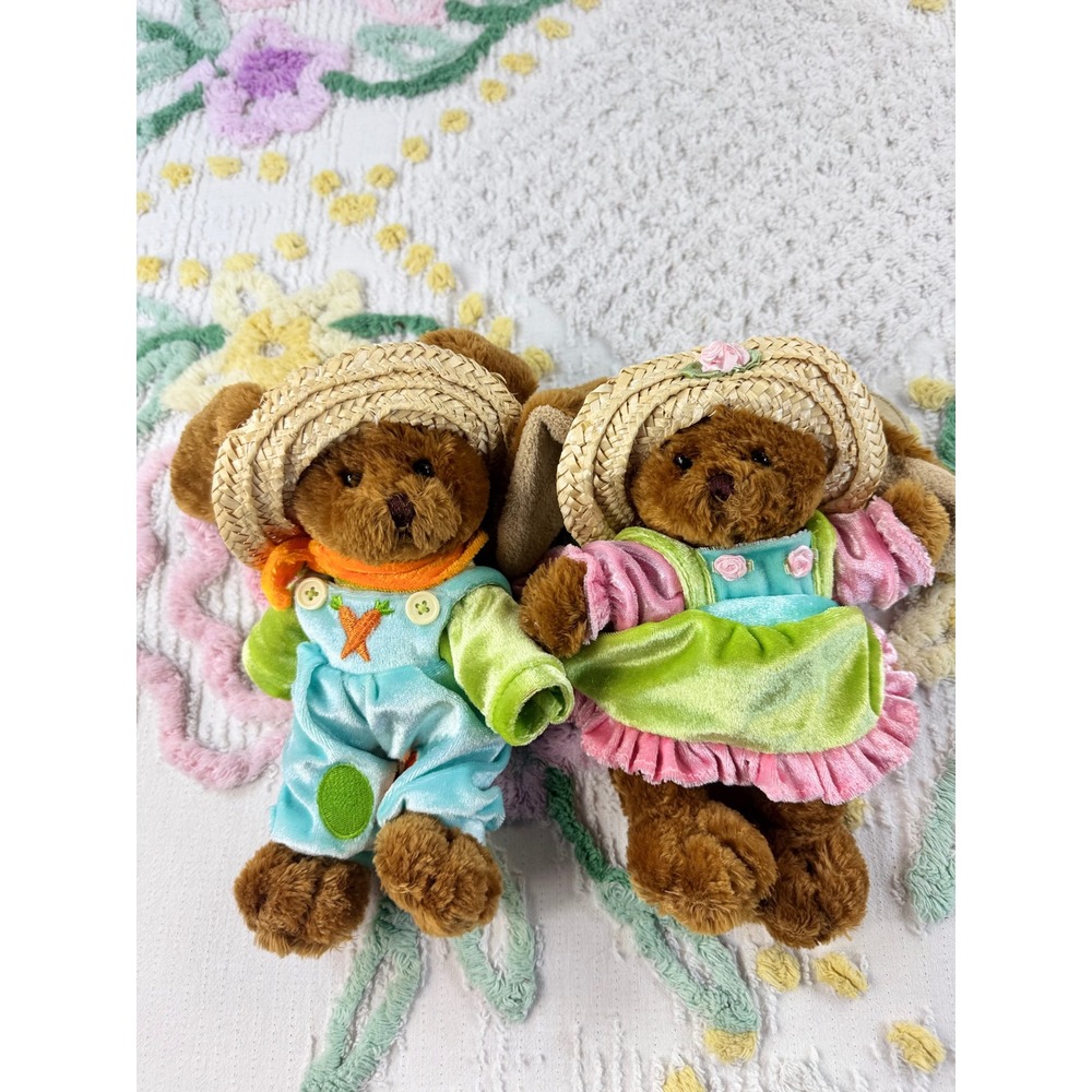 Plushland March of Dimes Easter Bunny Bean Bag Plush Set Katie Brown 8.5in